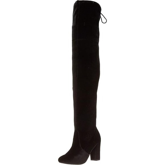 Chinese Laundry Womens Faux Suede Over the Knee Boot Chunky Block Heel Black 6.5 - Picture 1 of 8